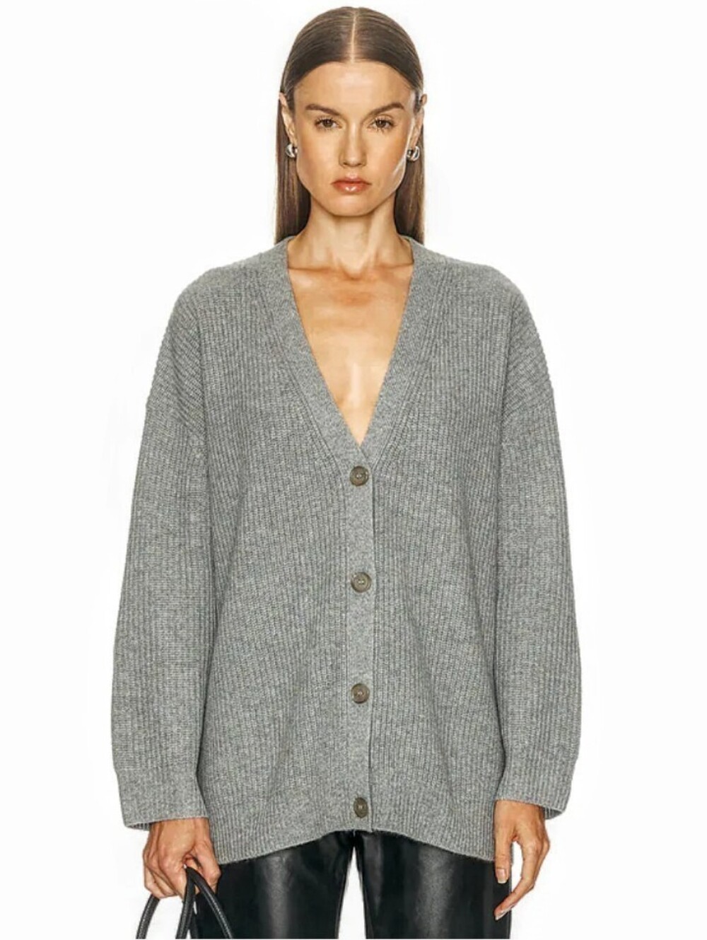 Jenni Kayne Cashmere 100% Cocoon Rib Knit Cardigan Sweater sz M